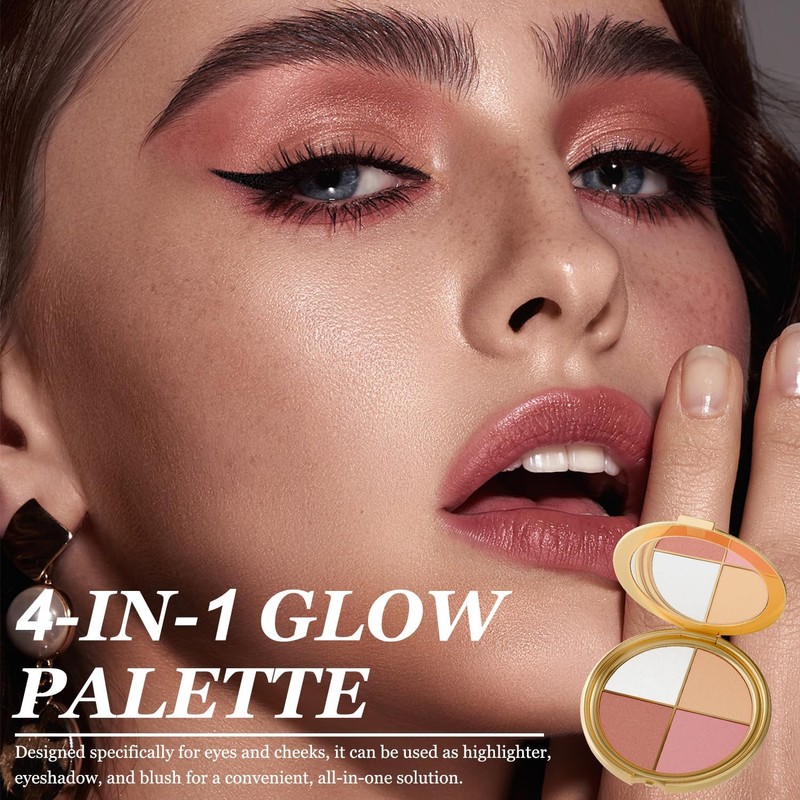 Eye & Cheek Palette - Eyeshadow and Highlighter Makeup, Multifunctional