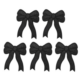 YELARXI Glitter Bow Iron on Patches Sequin Sew on Bows Embroidered Applique Fit for Jeans Jackets Women Clothes Hats Backpacks (5 Pack, Black)