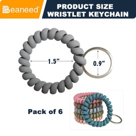 6Pack Keychain Wristlet Set - Retractable Wristlet Keychain & Key Wristlet with Wrist Keychain Bracelet, Waterproof Key Ring Bracelet for Gym, Swimming, Travel (6 Colors)