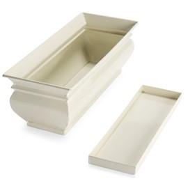 H Potter Herb Pots Indoor Planters with Drainage and Tray White Succulent Planter Window Sill Box Large Rectangular Outdoor Kitchen Flower Pot Garden Succulents Plants Ivory (2)