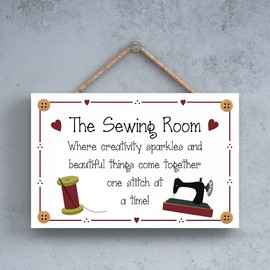 Sewing Room Plaque Humour Craft Needlepoint Hobby Sewing Machine Sign Mum Nan's (79525 Creativity Spark)
