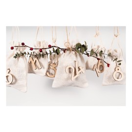 folia 2209 Advent Calendar Natural 24 Wooden Numbers for Hanging, Wood-Coloured