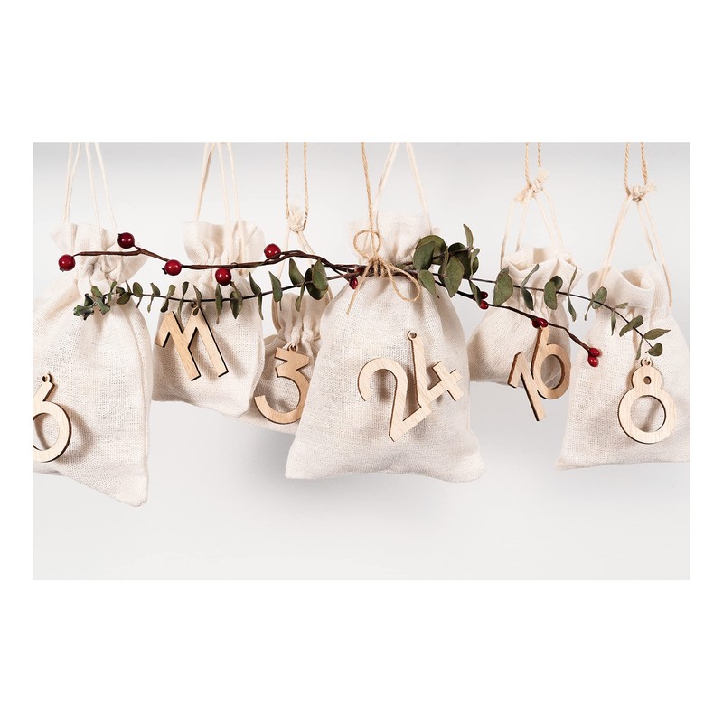 folia 2209 Advent Calendar Natural 24 Wooden Numbers for Hanging,