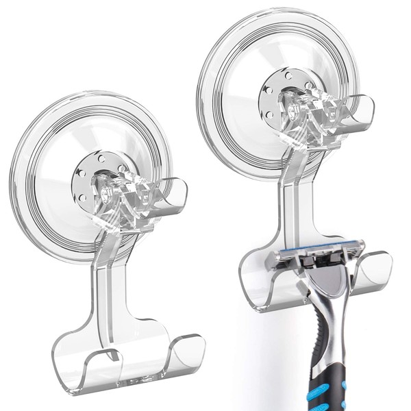 Luxear Shower Razor Holder Suction Hooks, 2 Pack Sucker Hooks