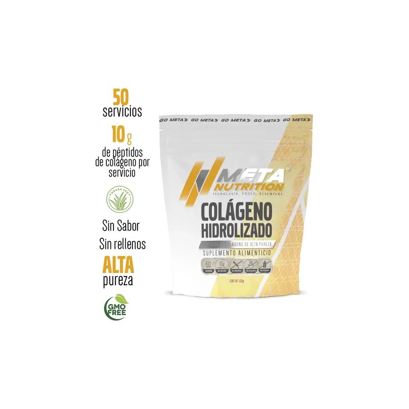 Meta Nutrition Colageno Hidrolizado 500 Gr 50 Porciones