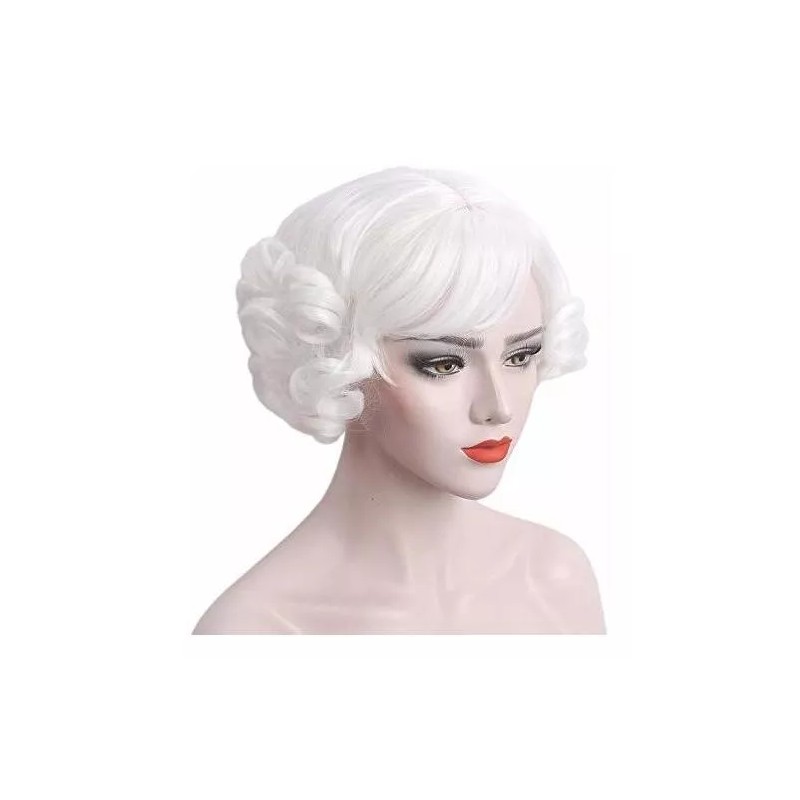 Stfantasy Peluca Blanco Rizado Con Fleco Stfantasy