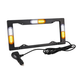 Winsgor License Plate Strobe Light Amber White Front Rear License Plate 36LEDs Emergency Hazard Safety Lights Frame Vehicles Pickup Trucks