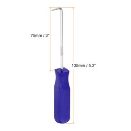 sourcing map 2pcs 90 Degree Picks 135mm Chrome Vanadium Steel Cr-V TPR Plastic Handle Square Automotive Pick Tool Set for Removing O Rings Small Items, Blue