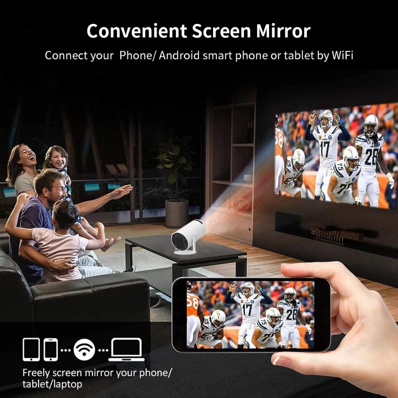 Yinzam HY300 Pro HD Android 12 Mini Projector, 360 Degree