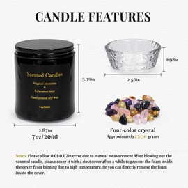 Deep Forest Gentle Scented Candles Set with Healing Crystals for Home Scented,Made of Plant Soy Wax 7oz,Relieve Stress,Balance Energy,Promote Love and Friendship,Attract Wealth