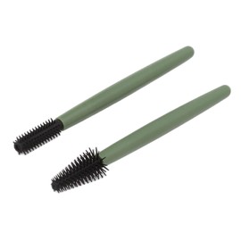 Juego de cepillos para pestañas, 2 modelos diferentes, ligero, compacto, reutilizable, lavable, cepillo de rímel, material de silicona para el hogar (Verde)