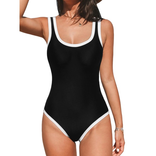 CUPSHE Women's One Piece Swimsuit Bathing Suit Scoop Neck Color
