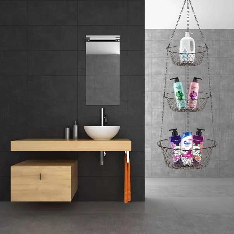 3-Tier Hanging Basket, Storage Organizer for Fruits,Vegetables, Accessory, perfer for