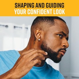 The Cut Buddy PLUS Herramienta moldeadora de barba, plantilla transparente con peine incorporado y lápiz extra, ideal para recorte de línea de cabello