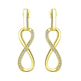 Philip Jones Gold Plated Infinity Drop Earrings Created with Zircondia® Crystals
