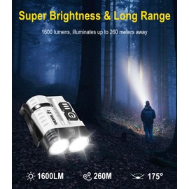 BORUIT U6 Small Flashlights Powerful 1600 Lumen, Mini EDC Flashlight USB C Rechargeable Led Pocket Clip Flash Light with Keychain Magnetic, IP68 Waterproof Lanyard | BORUIT