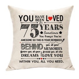 75 Years Old Women Birthday Gifts You Have Been Loved for 75 Years Men Birthday Decoration Cushion Cover for Turning 75th Grandpa Grandma Dad Mum Auntie Brother Sister Cushion Souvenir 45 x 45 (75)