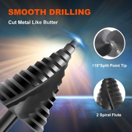 COMOWARE Unibit Step Drill Bit for Metal, 12 Size from 1/4" to 2-3/8", M2 HSS High Speed Steel, 2 Spiral Flute, 3-Flat Shank, Hole Drill Bit for Steel Sheet Copper Aluminum Wood Board Plastic Iron