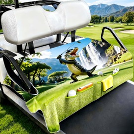 WUKO HUNT Golf Cart Seat Covers - Quick-Dry Cooling Seat Blanket with 4 Front Pockets, Microfiber Suede, Non-Slip, Sweat Absorption, Fit EZGO Yamaha Club Car Epic and Other 2-Person Seats, All-Season