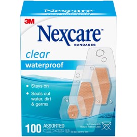 Nexcare Waterproof Bandages, Hypoallergenic, Family Pack, 100 Count, Assorted Sizes