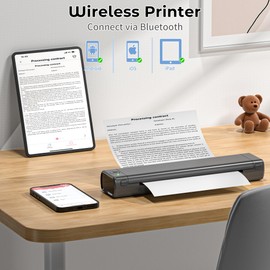Portable Printers Wireless for Travel, M08F Portable Printer, Inkless Thermal Printer Support 8.5'' x 11'' US Letter Paper for Home, Offfice, School, Compatible with Android, iOS Phone & Laptop