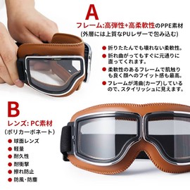 TIOOKA Motorcycle Goggles Motorcycle Goggles Vintage Motorcycle Goggles Retro Outdoor Lightweight Sports Shockproof PC Lens Windproof Dustproof Foldable Flexible Unisex (Dark Green Frame + Brown Lens)