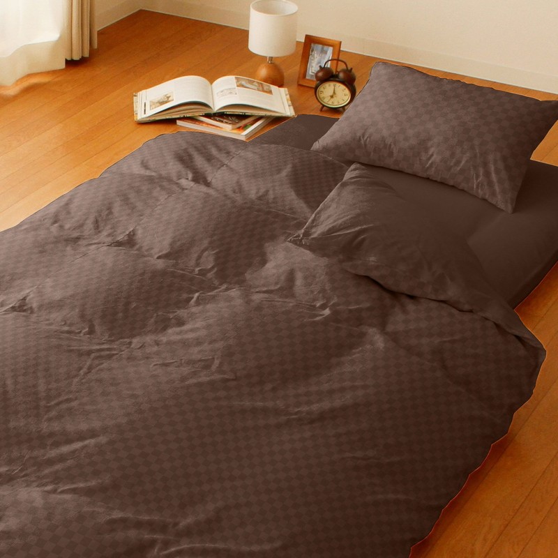 Merry Night PE12101-93 Duvet Cover, Checkered Pattern, Brown, Single Long,