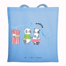 Mr. & Mrs. Panda Pandas Amusement Park Travel Tote Bag, Gift, Roller Coaster Driving, Laptop Bag, Shopping Bag, Sports, Sport, Jute Bag, Shoulder Bag, Award, Win, blue