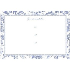 Caspan 72905E40 10 Invitations 10 Envelopes Romantic Toile Blue 7" x 5"