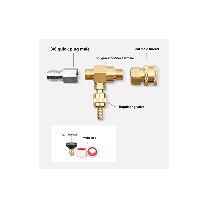 Chemical Injector, 5000PSI Brass Stainless Chemical Injector Kit Adjustable Downstream