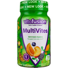 Vitafusion MultiVites Gummy Vitamins for Adults Dietary Supplement Berry/Lemon/Orange 70 Each (Pack of 3)