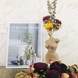 Body Vase Female Form for Boho Bathroom Decor, Boho Flowers, Boho vase for Minimalist Decor, Small vase for Eclectic Decor, Vanity Decor, Beige vase, Body Shaped Vase (Regular, Sandy-Grey)