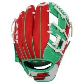 SSK Z9 Maestro Infield Baseball Glove – 11.25" - 11.5” - 11.75” - 12” – Right & Left Hand Throw (Red/Kelly Green - I Web, 11.5" - Right Hand Throw)