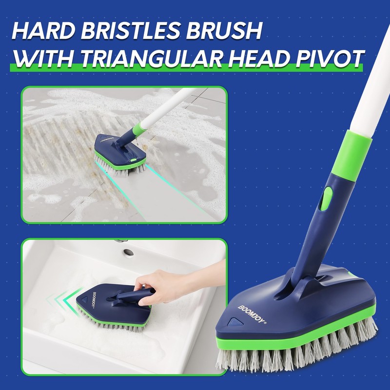 BOOMJOY 4 in 1 Shower Cleaning Brush, 58" Extendable Tub