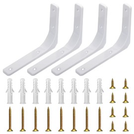 4-Pack Heavy Duty Shelf Brackets, L Shape Shelf Brackets, Wall Floating Shelf Bracket, Angle Brackets Shelf, for Wall Mount Shelf (200 x 150 mm)