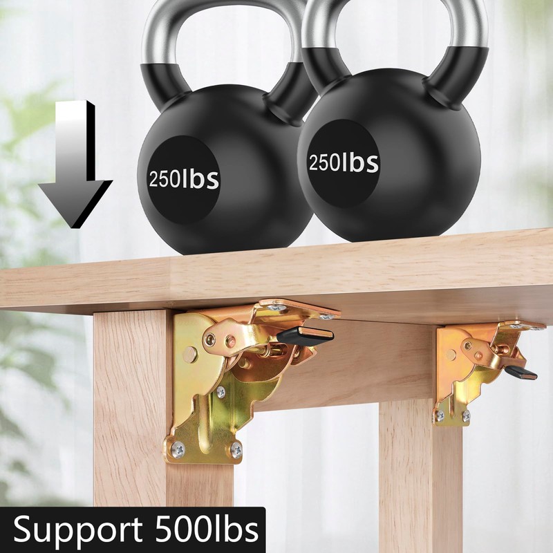 Spiglamm 4 Pack Folding Brackets, Self-Lock Hinge with Screws for