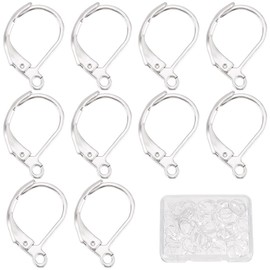 SUNNYCLUE 1 Box 60Pcs 925 Sterling Silver Plated French Earring Hooks French Lever Back Earring Hooks Lever Back Earwire Earring Leverbacks for Jewelry Making Accessories DIY Dangle Earrings Supplies