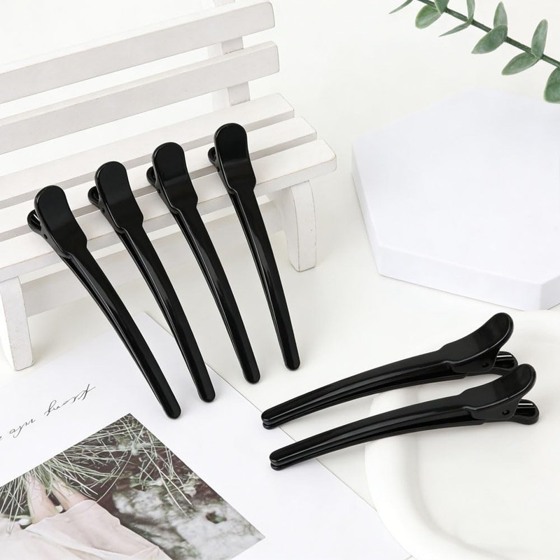 24 Pcs Alligator Hair Clips for Styling, Black Creaseless Hair