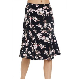 Van Der Rich ® - Floral Skirt with Elastic Waist - Women, Black Flower 3