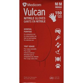 Medicom Vulcan Nitrile Gloves Latex-Free General Purpose Indigo Color 150ct, MD