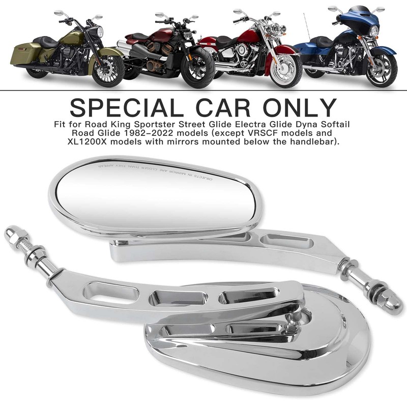 8mm Chrome Motorcycle Rearview Side Mirrors For Harley Davidson Street