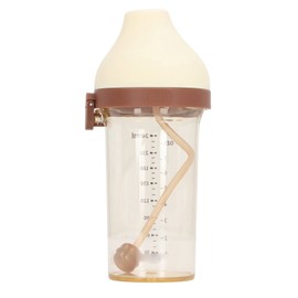 Silicone Weighted Straw Sippy Cup Flip Top Wide Mouth Prevent Choking Spill Proof Water Bottle Brown 6‑12 Mouths
