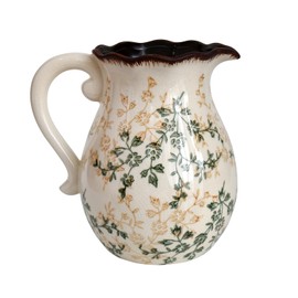 Ceramic Pitcher vase with Handle,Grandma core Vintage Decor,Unique Farmhouse vase,Country Home Decor,Cottage core Decor,Nancy Meyers Home Decor