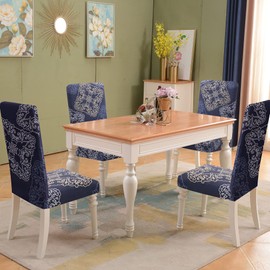 Sufdari Dining Chair Covers,Kitchen Chair Cover,Parsons Chair Slipcover,Spandex Chair Protectors for Dining Room Stretch Chairs Cover Set of 4 -Blue Geometric