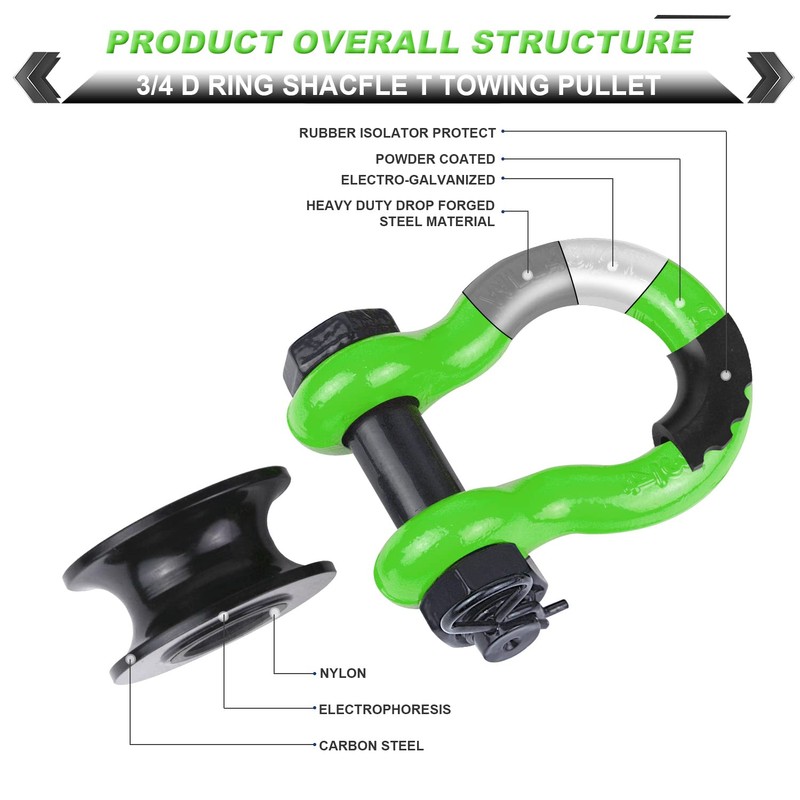 AMBULL Upgraded Snatch Block, 3/4" D Ring Shackle (2 Pack)