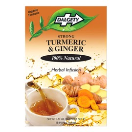 Dalgety Turmeric & Ginger Herbal Infusion 3x40g Cartons (3 Pack) 100% Natural, Caffeine Free Tea (Total 54 Teabags); Delicious and Packed with Unique Health Benefits