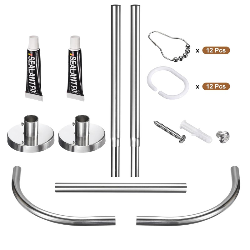 uxcell Stretchable Shower Curtain Rod Rack, Stainless Steel U Shaped