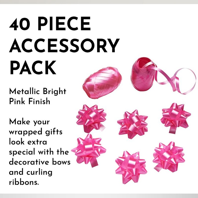Kissymix 40 Piece Pink Ribbon and Bow Pack - Pink