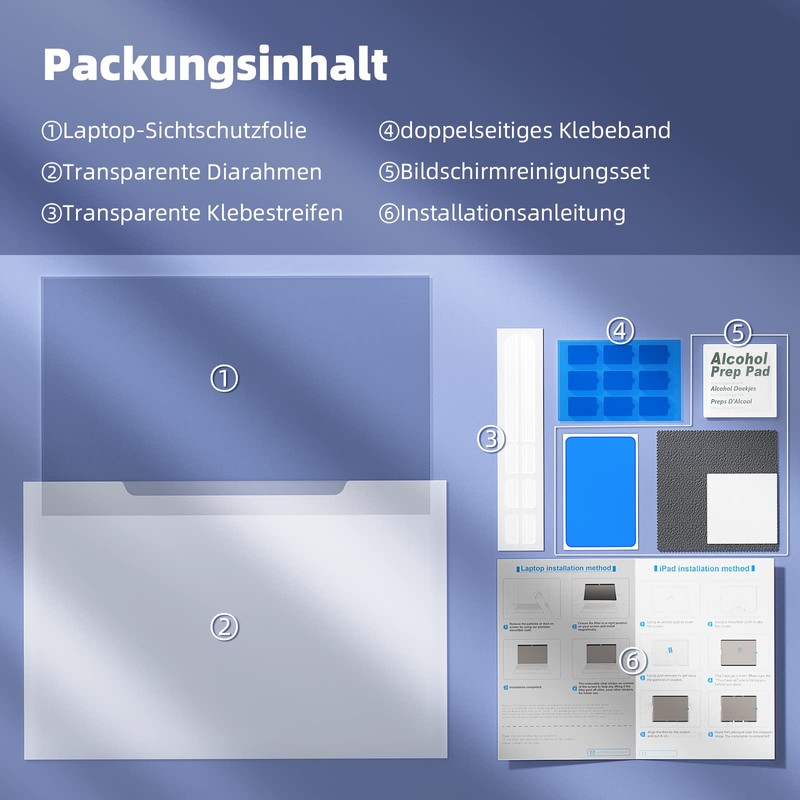 Laptop Privacy Screen 15.6 Inch Aspect Ratio 16:9, Anti Blue