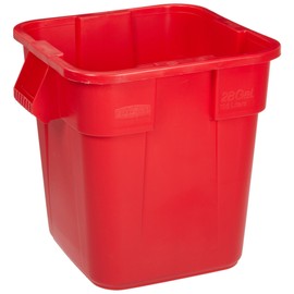 Rubbermaid Commercial Products BRUTE Square Bin Storage Container without Lid, 28-Gallon, Red